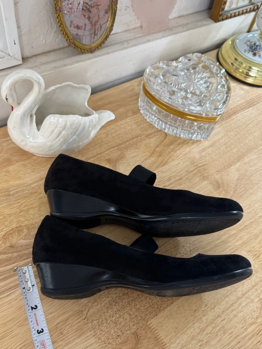 Vintage Y2K Classic Predictions Black Mary Jane Slip On Wedge Pumps Size 9 Retro